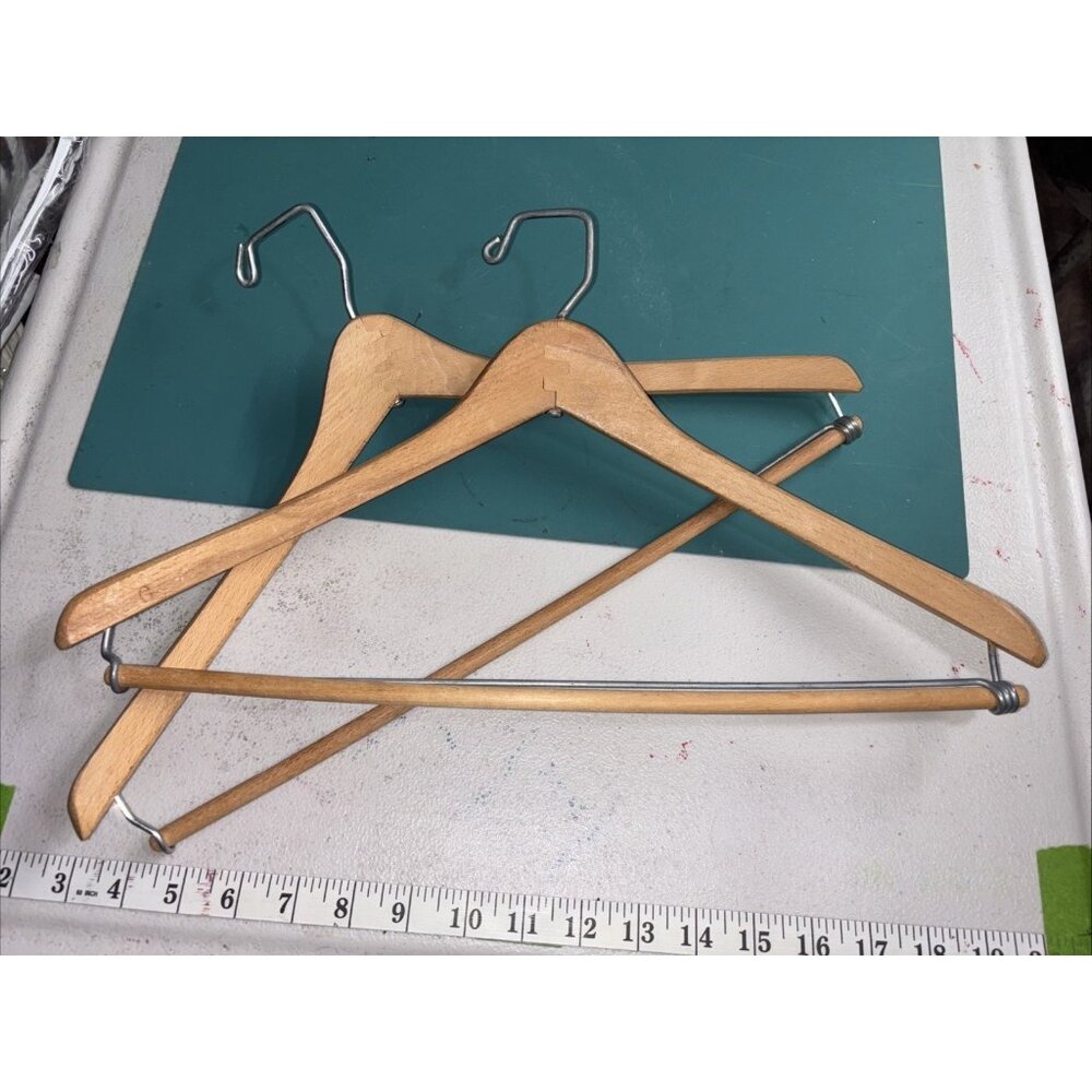 Nagels Lt Brown Wooden Suit‎ Jacket Pants Hanger Set Of 2 17”